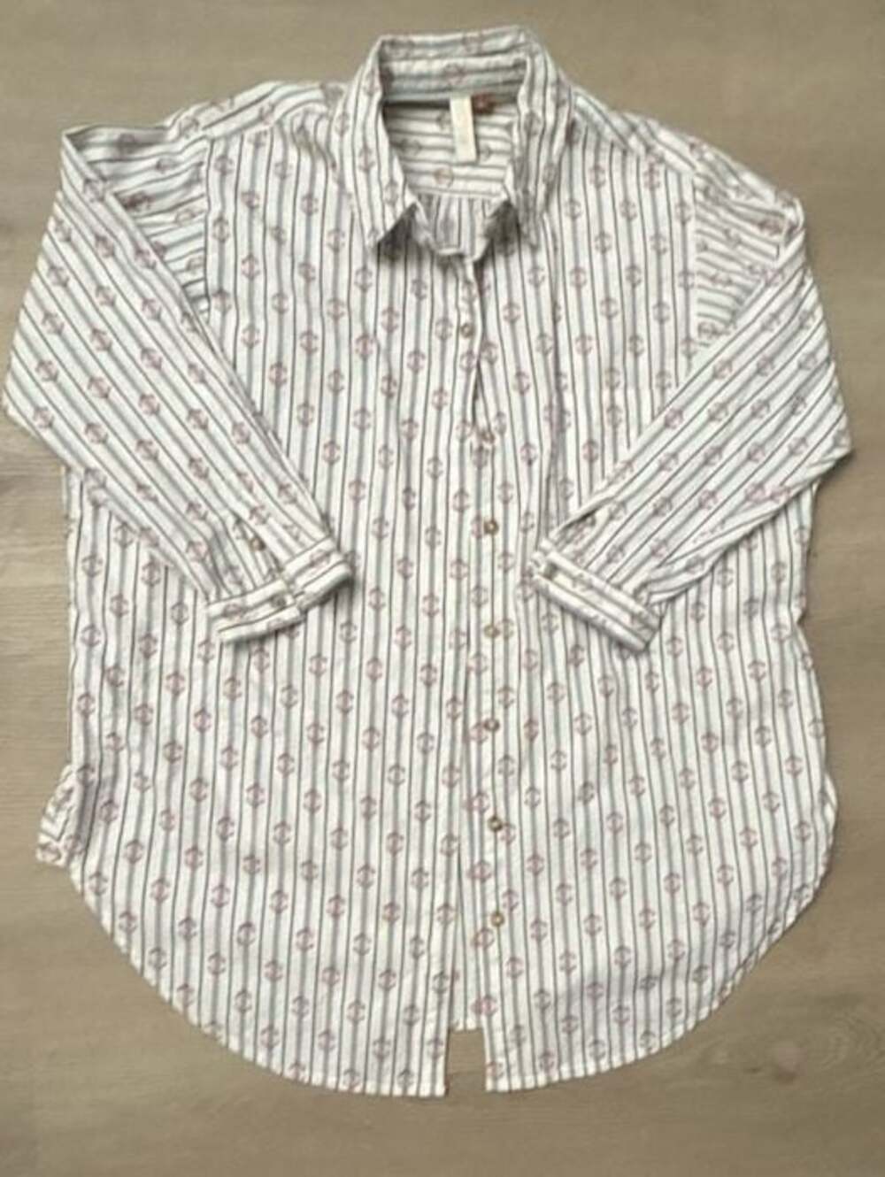 Pilcro Anthropologie Germaine Oversized Boyfriend Button Shirt Size S Striped